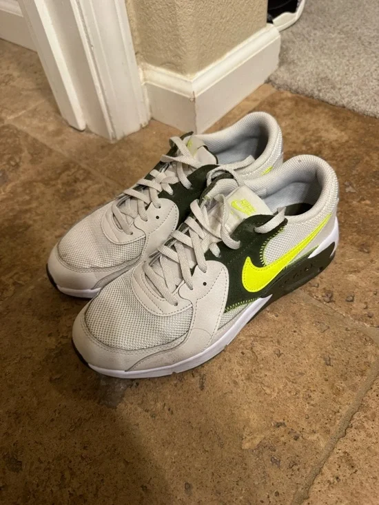 Nike Air Max Excee Sneakers in Beige, Dark Green and Lime Green - Picture 3 of 4